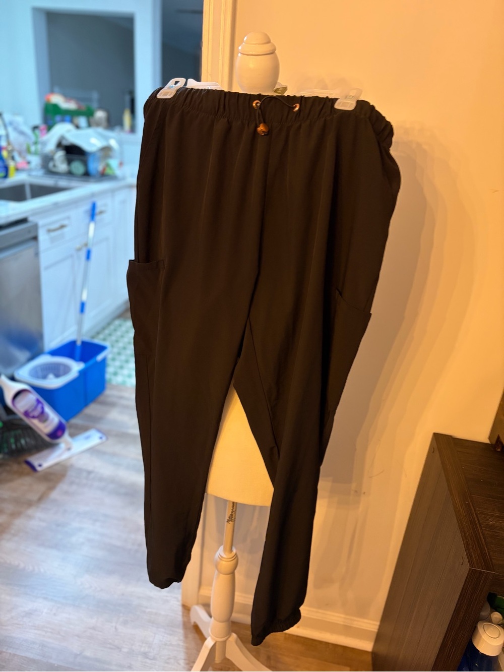 Everyday Black Drawstring Jogger Pants with Side Pockets